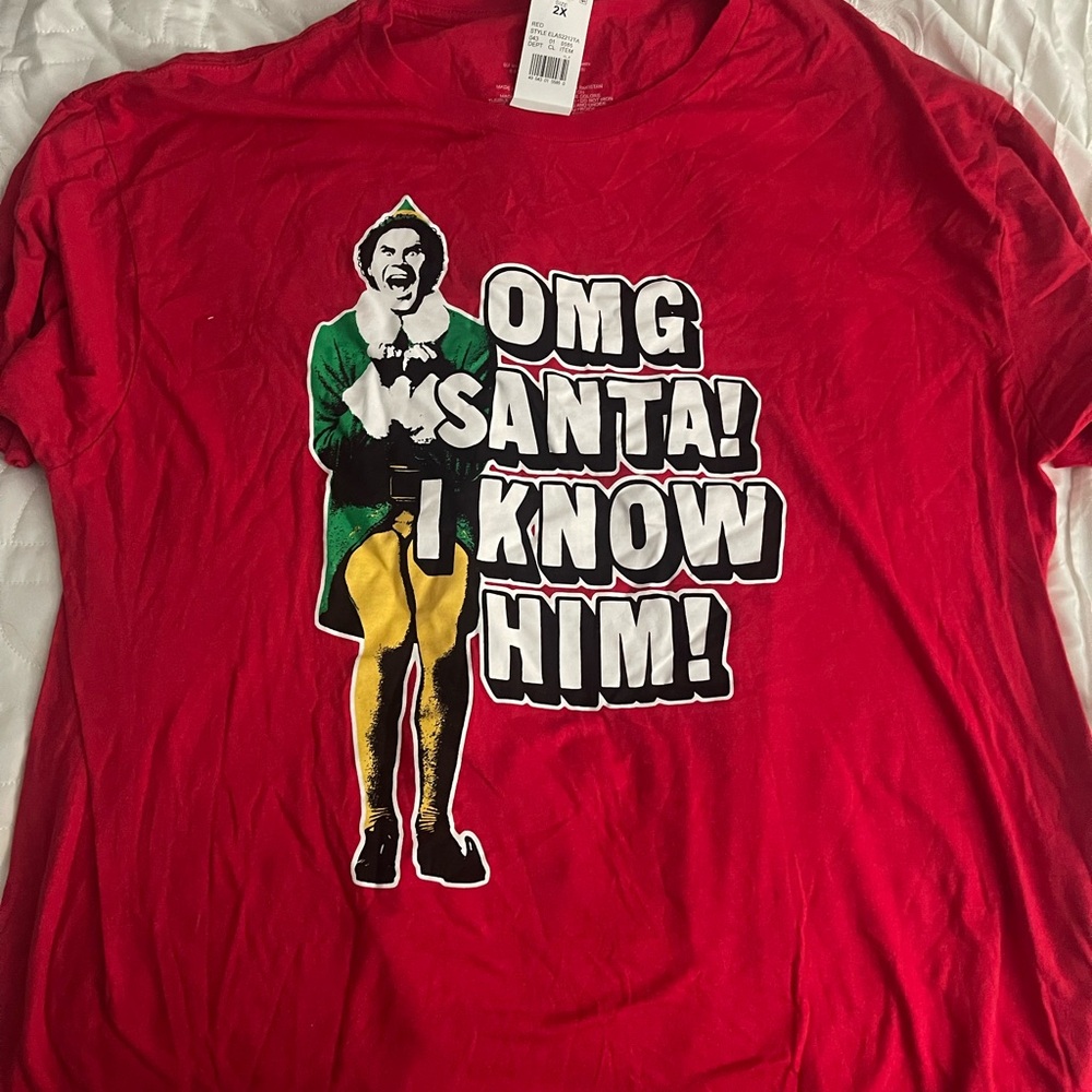 Red Elf Buddy the Elf OMG Santa I Know Him Tee